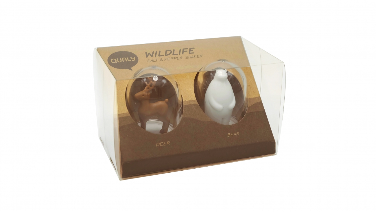 WILDLIFE SALT AND PEPPER SHAKER (DEER+BEAR)