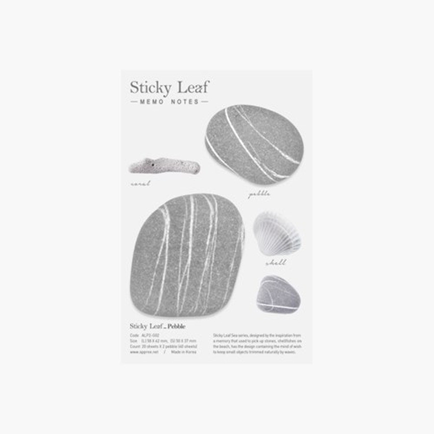 STICKY LEAF_PEBBLE_ Medium(Sticky Notes)